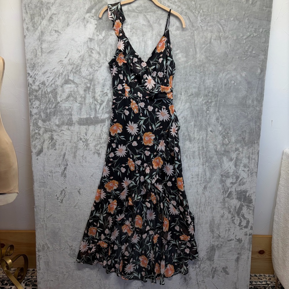 The General Good Maxi Dress Women's Size M Floral Wrap  Whimsigoth Dark Fairy